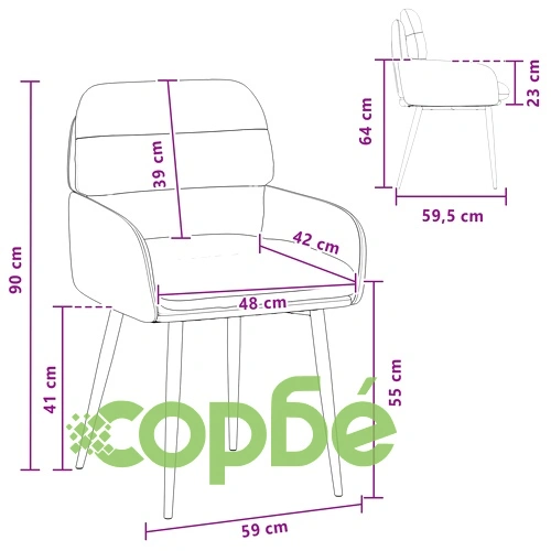 Трапезни столове 6 бр. Кадифе, Кремаво, 59 x 59,5 x 90 см ➤ топ цена ➤ sorbe.bg
