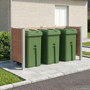 Оградка за кош за смет 237 x 85 x 115 см - алуминий и WPC, кафява