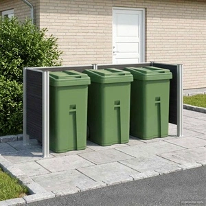 Оградка за кошче за смет 237 x 85 x 115 см - алуминий и WPC, сива