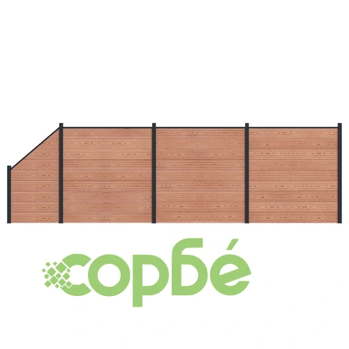 Комплект ограда от 4 панела, WPC и алуминий, 619 x 186 см, кафяво ➤ топ цена ➤ sorbe.bg