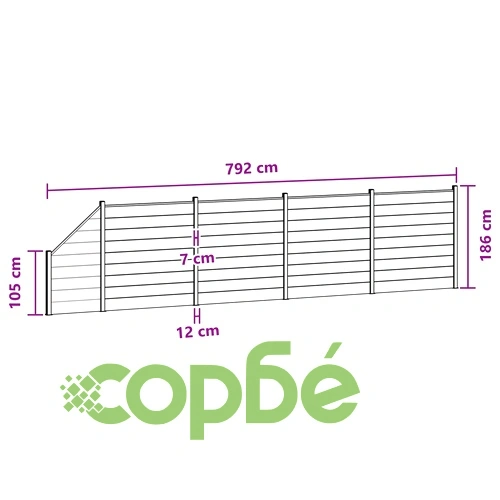 Комплект ограда 5 части, WPC и алуминий, 792 x 186 см, кафяв ➤ топ цена ➤ sorbe.bg