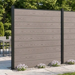 Комплект ограда 5 части WPC и алуминий 872 x 186 см, Сиво