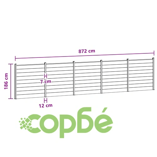 Комплект ограда 5 части WPC и алуминий 872 x 186 см, Сиво ➤ топ цена ➤ sorbe.bg