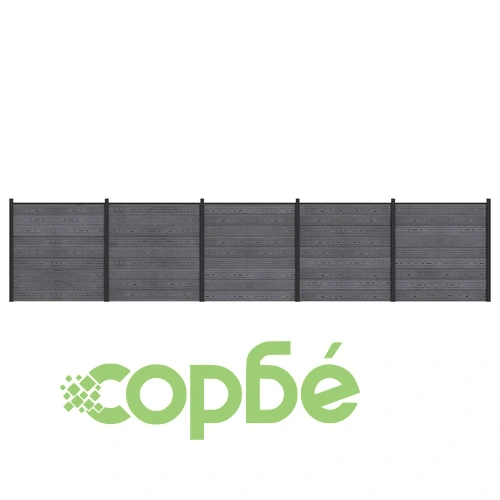 Комплект ограда 5 части WPC и алуминий 872 x 186 см, Сиво ➤ топ цена ➤ sorbe.bg