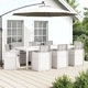 Комплект градински мебели за хранене 9 части, полипропилен, 250 x 100 x 73 см, бяло и светлосиво