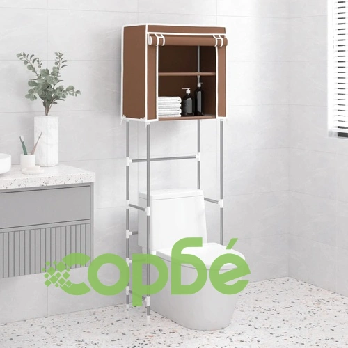 2-етажен рафт за над тоалетна от желязо, кафяв, 56x30x170 см ➤ топ цена ➤ sorbe.bg