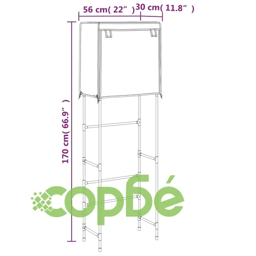 2-етажен рафт за над тоалетна от желязо, кафяв, 56x30x170 см ➤ топ цена ➤ sorbe.bg