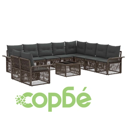 Градински Комплект Софи от Полиратан, 11 части, Сиво ➤ топ цена ➤ sorbe.bg