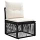 Градински комплект диван от полиратан, 10 части, черно и кремаво бяло, 55 x 55 x 37 см