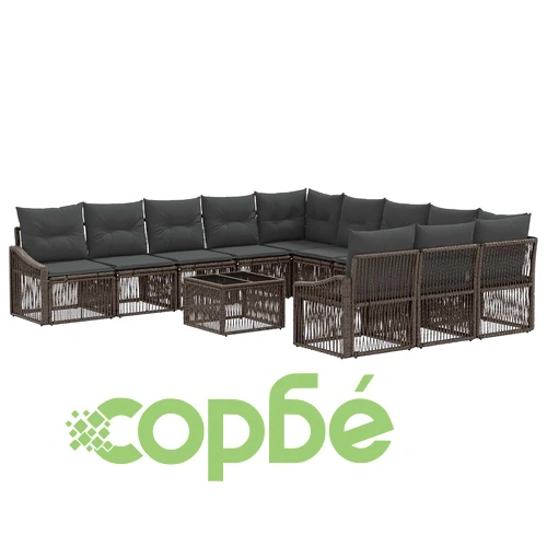 Градински Комплект Софа от Полиратан, 12 части, Сиво ➤ топ цена ➤ sorbe.bg