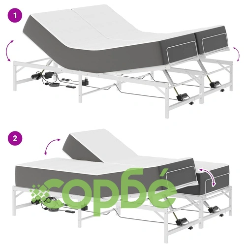Електрическа регулируема рамка за легло от стомана, Бяло, 140 x 190 см ➤ топ цена ➤ sorbe.bg
