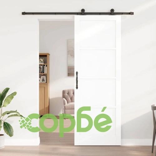 Плъзгаща врата от бор, Бяло и черно, 83 x 232 см ➤ топ цена ➤ sorbe.bg