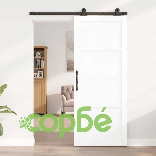 Плъзгаща врата ORKDAL 83 x 202 см, масивно борово дърво, бяло ➤ топ цена ➤ sorbe.bg