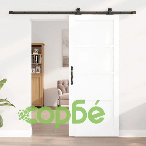 Плъзгаща врата ORKDAL 83 x 202 см, масивна борова дървесина, Бяло ➤ топ цена ➤ sorbe.bg