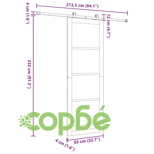 Плъзгаща се врата ORKDAL Бяло 83 x 232 см - Масивна борова дървесина ➤ топ цена ➤ sorbe.bg