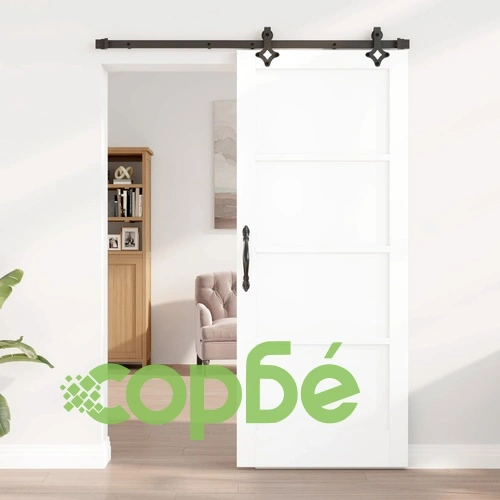 Плъзгаща врата ORKDAL 83 x 202 см, масивна борова дървесина, Бяло ➤ топ цена ➤ sorbe.bg
