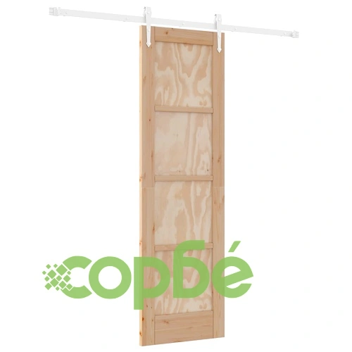 Плъзгаща врата ORKDAL, масивна борова дървесина, 61 x 198,5 см, Естествено и бяло ➤ топ цена ➤ sorbe.bg