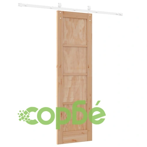 Плъзгаща врата ORKDAL, масивна борова дървесина, 61 x 198,5 см, Естествено и бяло ➤ топ цена ➤ sorbe.bg