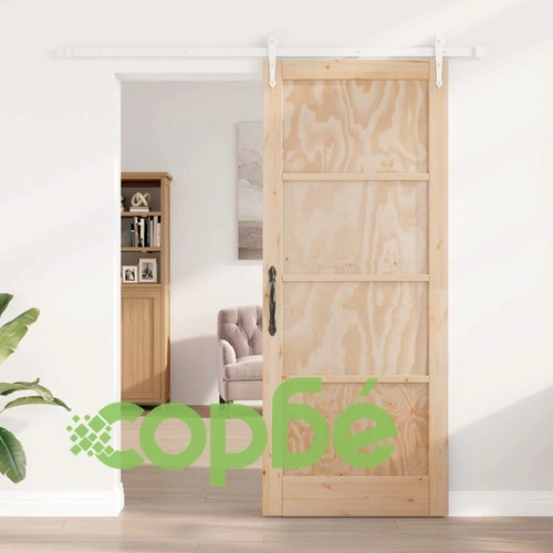 Плъзгаща врата ORKDAL 86 x 211 см, масивно бор, Натурално и бяло ➤ топ цена ➤ sorbe.bg