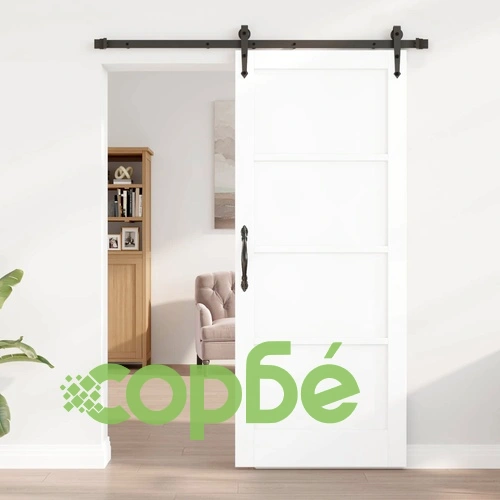 Плъзгаща врата ORKDAL 83 x 202 см, масивна борова дървесина, бяло ➤ топ цена ➤ sorbe.bg
