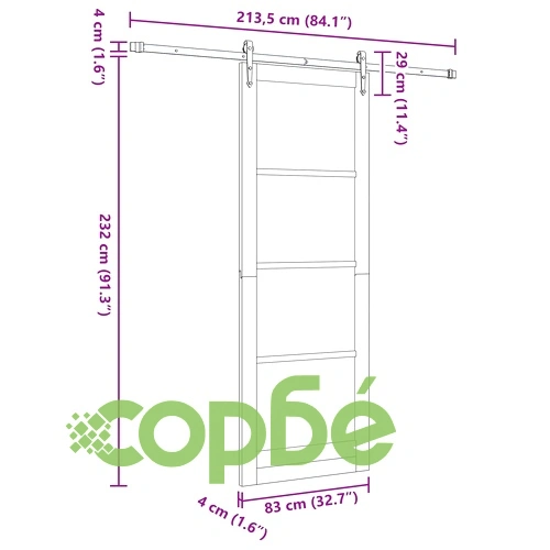Плъзгаща врата ORKDAL 83 x 232 см, бор, бяло ➤ топ цена ➤ sorbe.bg