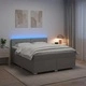 Легло с пружина и матрак с LED осветление, светлосиво, 180 x 200 см, текстил