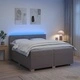 Легло с матрак и LED осветление, Таупе, 200 x 200 см, инженерна дървесина