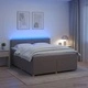 Континентално легло с матрак и LED осветление Таупе, 180 x 200 см, текстил