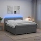 Континентално легло с матрак и LED осветление, светлосиво, 200 x 200 см, текстил