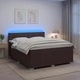 Континентално легло с матрак и LED осветление, Тъмно кафяво, 180 x 200 см, Текстил