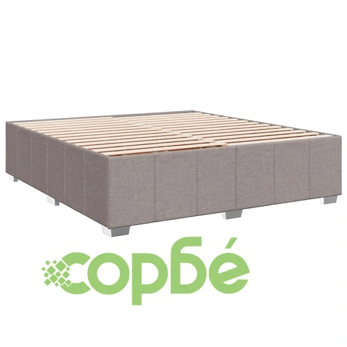Континентално легло с матрак Таупе 200 x 200 см, текстил ➤ топ цена ➤ sorbe.bg
