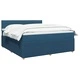 Континентално легло с матрак и LED осветление, Синьо, 180 x 200 см, Текстил