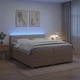 Континентално легло с матрак и LED осветление, Кремаво, 200 x 200 см, Текстил
