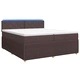 Континентално легло с матрак, LED осветление, Текстил, Тъмен кафяв, 200 x 200 см