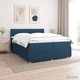 Континентално легло с матрак и LED осветление, Синьо, 200 x 200 см, Текстил