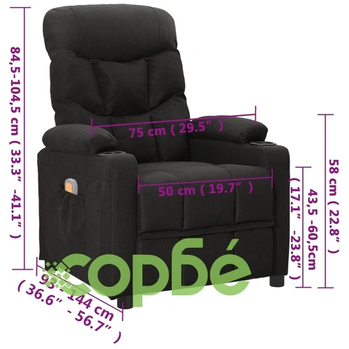 Масажен стол с вибрационен масаж, черен текстил, метална и дървена рамка ➤ топ цена ➤ sorbe.bg