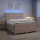 Континентално легло с матрак и LED осветление, Кремаво, 160 x 200 см, Текстил
