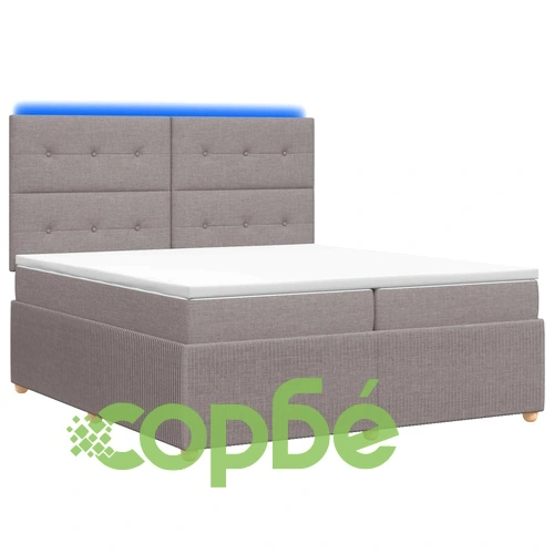 LED легло с матрак и LED осветление, Таупе, 200 x 200 см, Текстил ➤ топ цена ➤ sorbe.bg