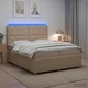 LED легло с матрак и LED ленти, Кремаво, 200 x 200 см, Текстил