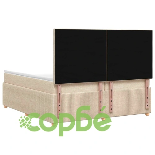 LED легло с матрак и LED ленти, Кремаво, 200 x 200 см, Текстил ➤ топ цена ➤ sorbe.bg