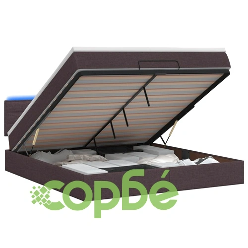Отоман легло с матрак и LED осветление, тъмно кафяво, 180 x 200 см ➤ топ цена ➤ sorbe.bg