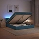 Отоман легло с матрак и LED осветление, Синьо, 180 x 200 см, Текстил
