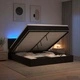 Отоман легло с матрак и LED осветление, 200 x 200 см, текстил, черно
