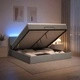 Отоман легло с матрак и LED осветление, Светлосиво, 180 x 200 см, Текстил