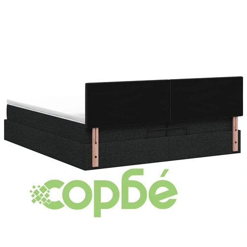 Отоман легло с матрак и LED осветление, 200 x 200 см, текстил, черно ➤ топ цена ➤ sorbe.bg
