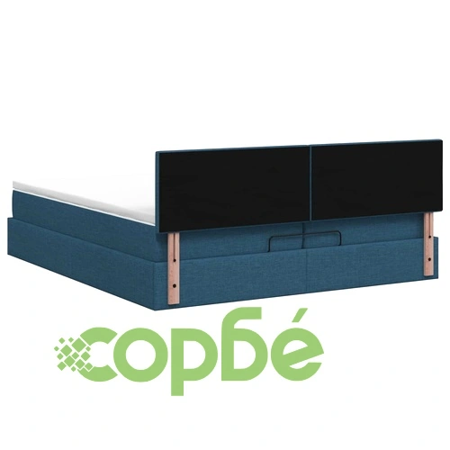 Отоман легло с матрак и LED осветление, Текстил, Синьо, 200 x 200 см ➤ топ цена ➤ sorbe.bg