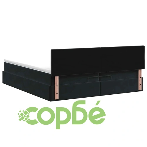 Отоман легло с матрак и LED осветление, Черно, 200 x 200 см, Кадифе ➤ топ цена ➤ sorbe.bg