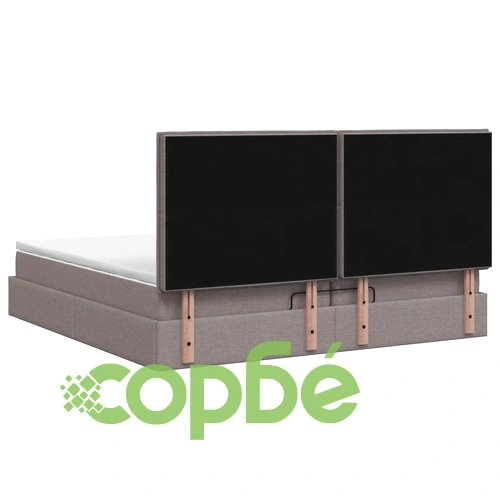 Легло отоман с матрак и LED осветление, Таупе, 200 x 200 см, текстил ➤ топ цена ➤ sorbe.bg