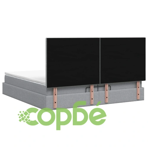 Легло отоман с матрак и LED осветление, светлосиво, 200 x 200 см, текстил ➤ топ цена ➤ sorbe.bg