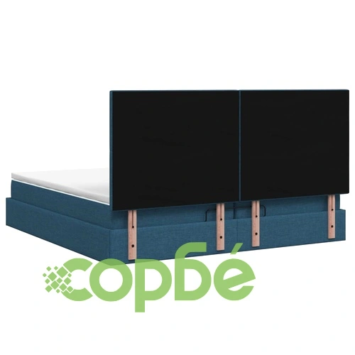 Отоман легло с матрак и LED осветление, 200 x 200 см, текстил, синьо ➤ топ цена ➤ sorbe.bg